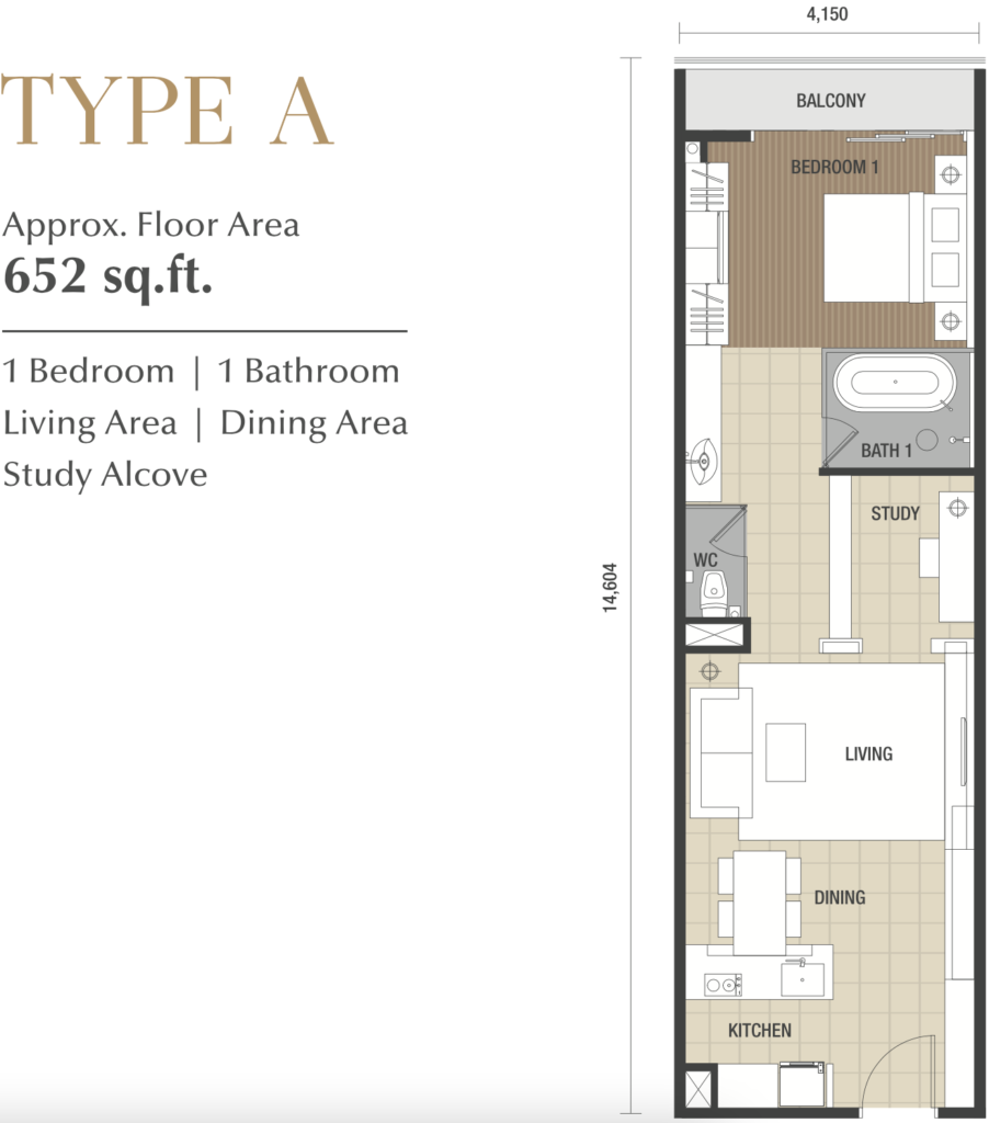 マレーシア・クアラルンプール・不動産賃貸のtomorrow、クアラルンプールの物件賃貸 ドーセットレジデンス 間取りtype a 物件写真を提供