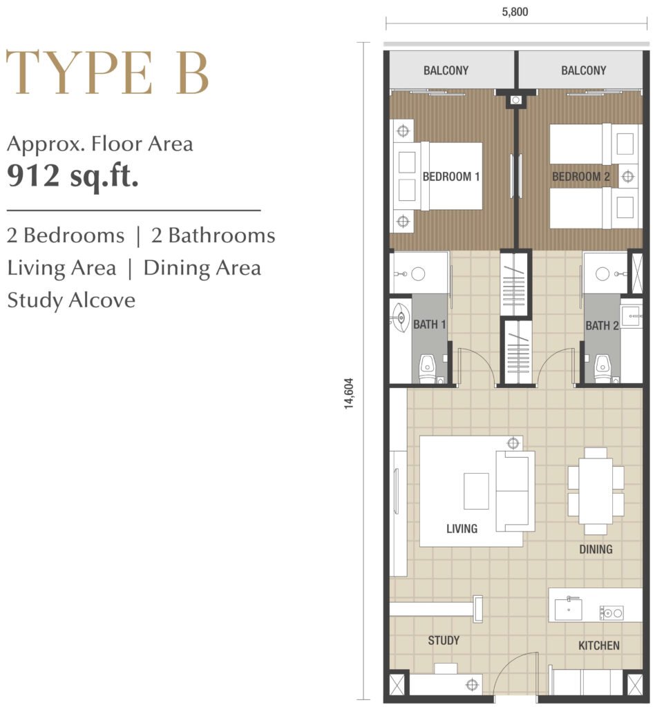 マレーシア・クアラルンプール・不動産賃貸のtomorrow、クアラルンプールの物件賃貸 ドーセットレジデンス 間取りtype b 物件写真を提供