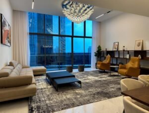 AWH renovation portfolio of Eaton Residences living room view