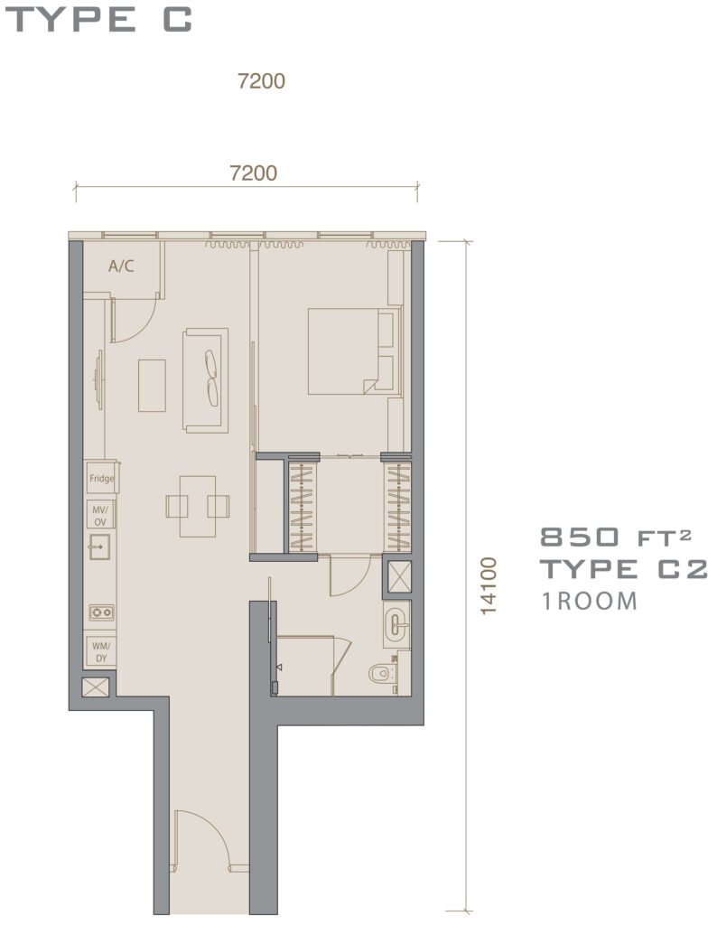 マレーシア・クアラルンプール・不動産売買のtomorrow、クアラルンプールの物件売買 フェイスプラチナムスイート 間取りtype c2 物件写真を提供