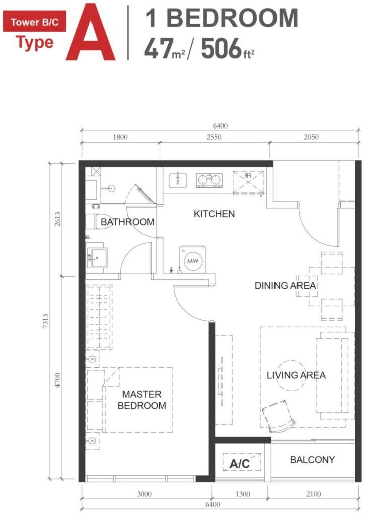 Floor layout of M Medini type A unit