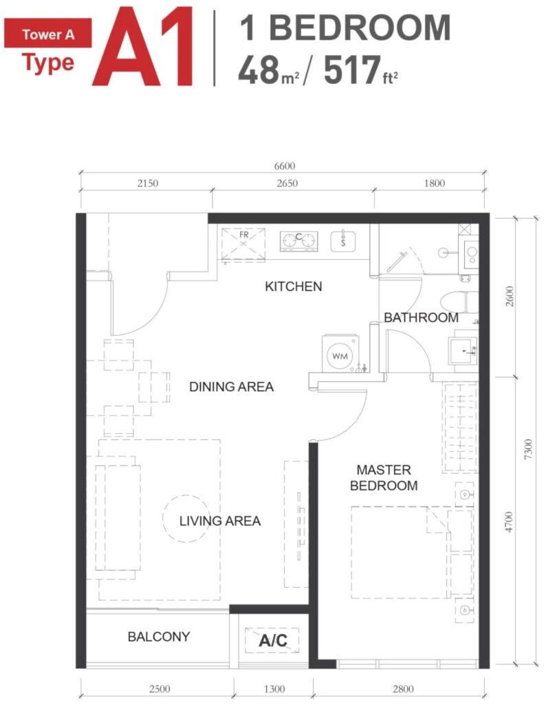 Floor layout of M Medini type A1 unit