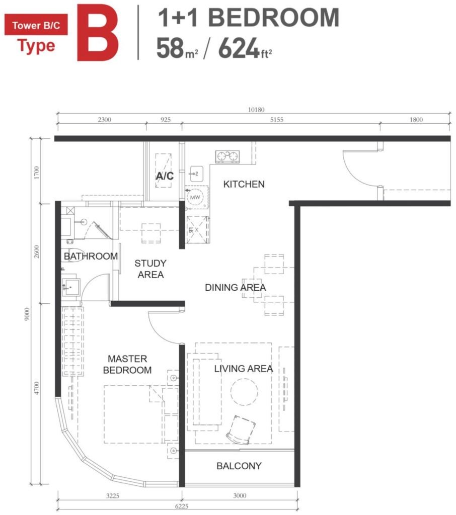 Floor layout of M Medini type B unit