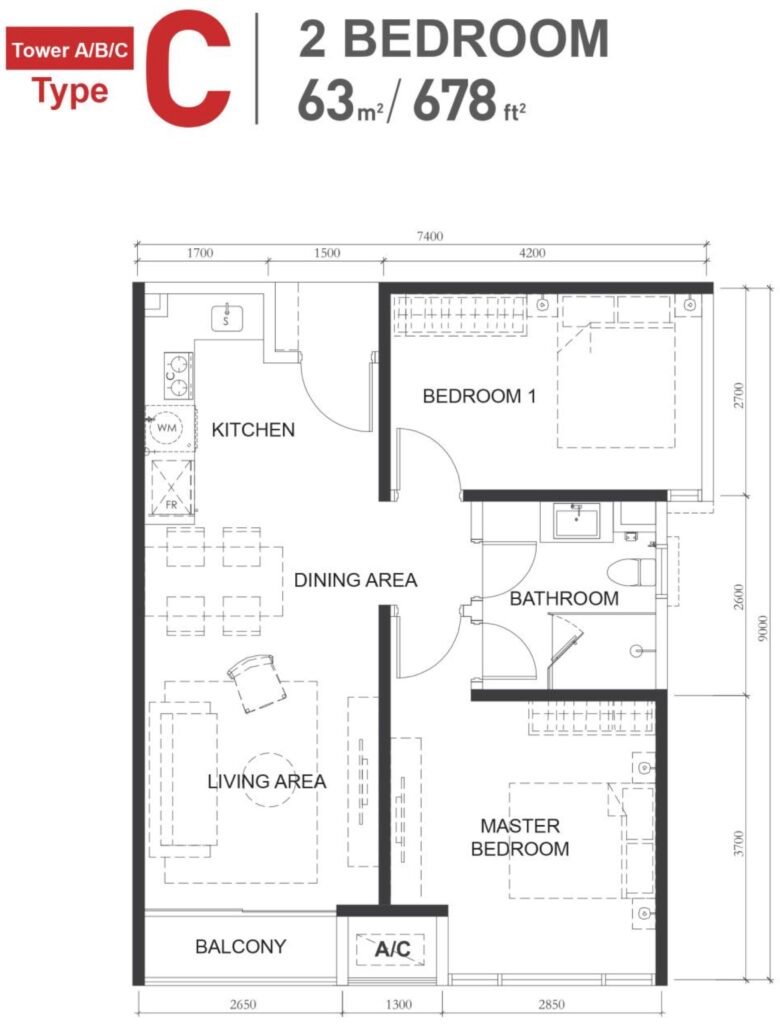 Floor layout of M Medini type C unit