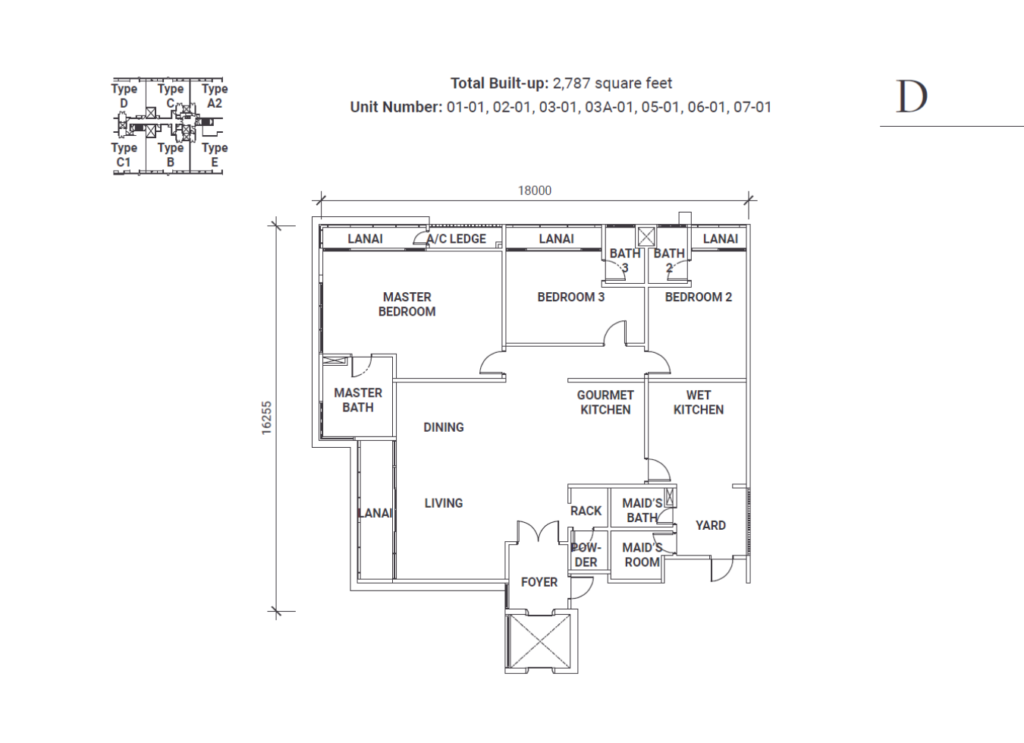 マレーシア・クアラルンプール・不動産賃貸のtomorrow、クアラルンプールの物件賃貸 18マッジ温泉スイート 間取りtype d 物件写真を提供