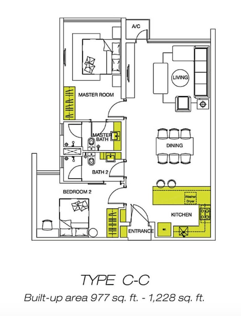 M-シティー サービスレシデンス 間取りtype c-c 物件写真を提供