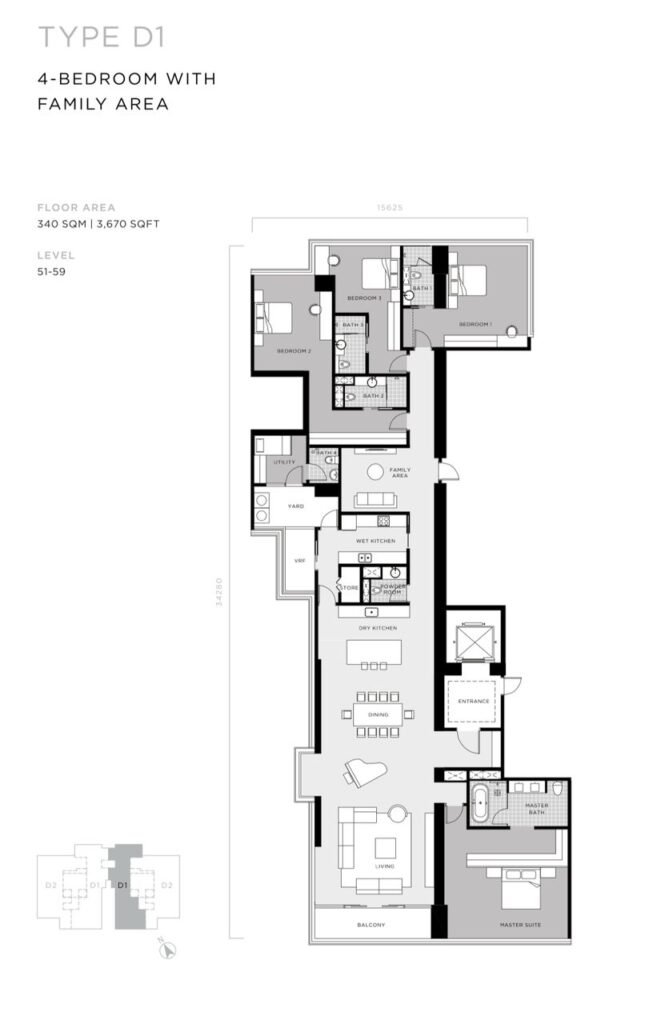マレーシア・クアラルンプール・不動産売買のtomorrow、クアラルンプールの物件売買 フォーシーズンズプライベートレジデンス 間取りtype d1 物件写真を提供