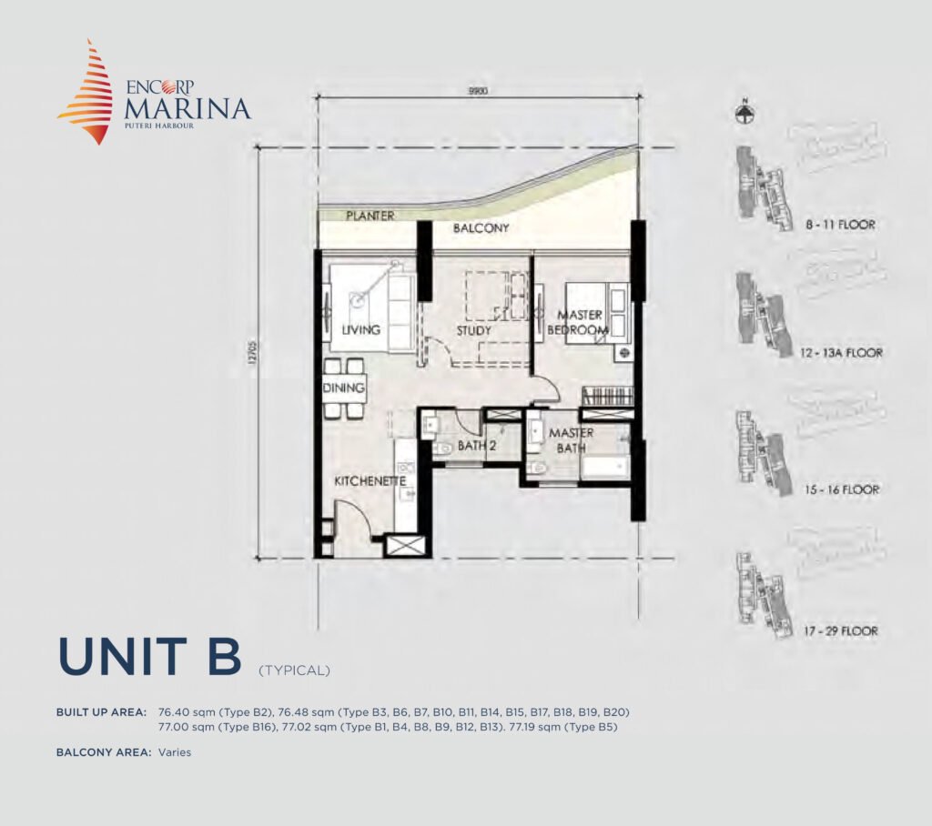 マレーシア・ジョホールバル・不動産売買のtomorrow、ジョホールバルの物件売買 エンコープ・マリーナ リ間取りunit b 物件写真を提供